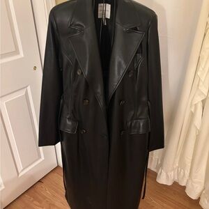 Avec Les Filles Dark Leather Trench Coat